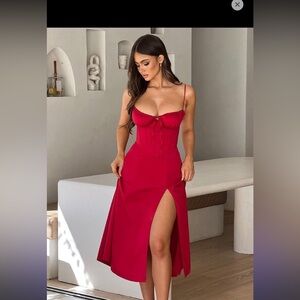 Deanna Midi Dress - Red